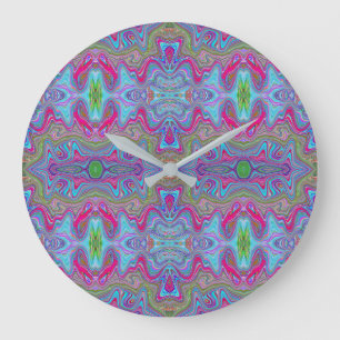 Golvende Hemelblauwe Meerkleurige Trippy Patroon Grote Klok