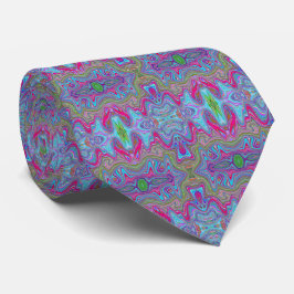 Golvende Hemelblauwe Meerkleurige Trippy Patroon Stropdas