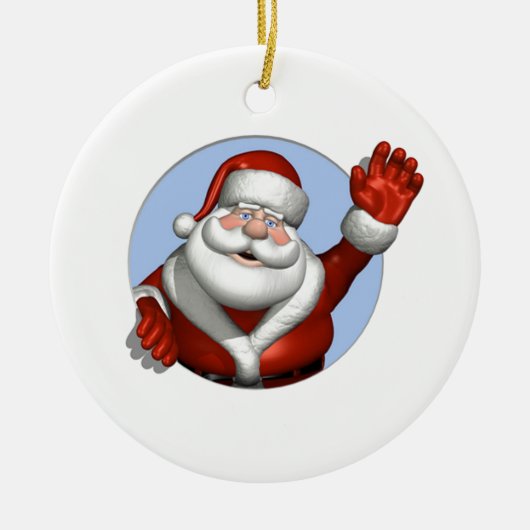 Golvende Kerstman Keramisch Ornament (Voorkant)