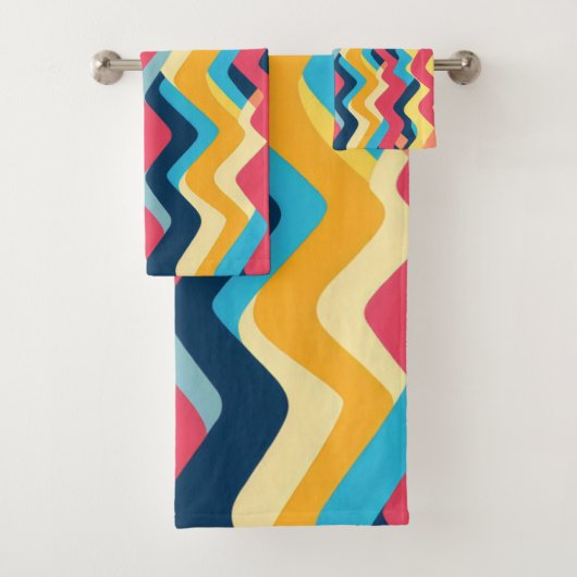 Golvende kleuren zigzag bad handdoek (Insitu)