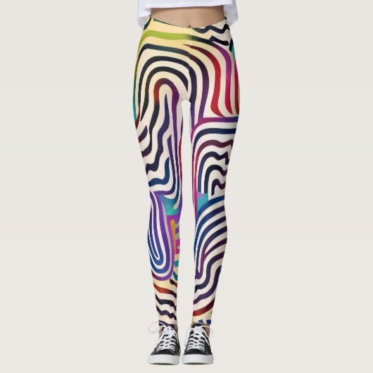 Golvende kleurlijnen leggings (Voorkant)
