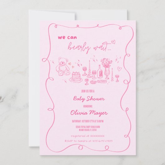 golvende krabbel hand getrokken barly wait Baby sh Kaart (Voorkant)