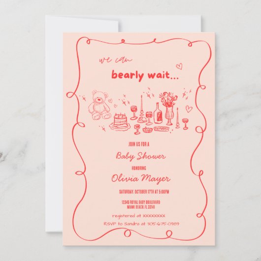 golvende krabbel hand getrokken barly wait Baby sh Kaart (Voorkant)