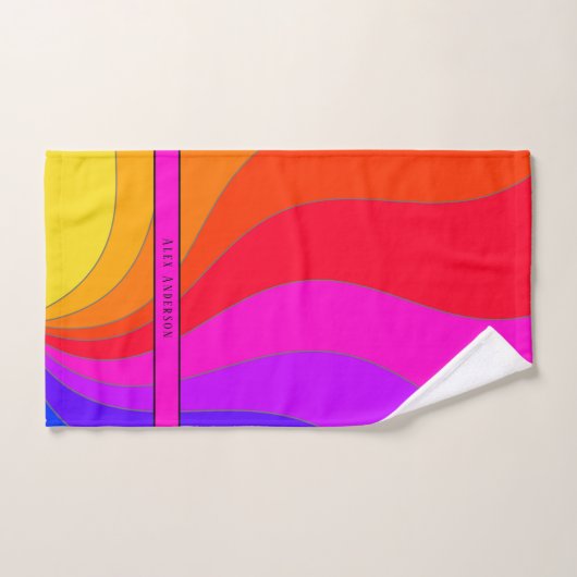 Golvende krommen Retro Vet en Kleurrijk met naam Handdoek (Handdoek)