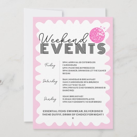 golvende laatste disco bachelorette party en route kaart (Achterkant)