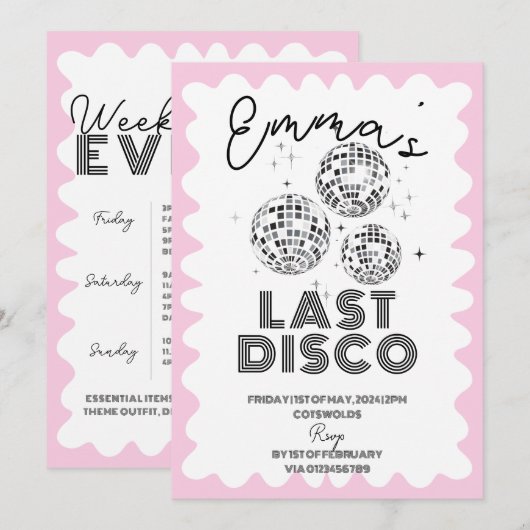 golvende laatste disco bachelorette party en route kaart (Voorkant / Achterkant)