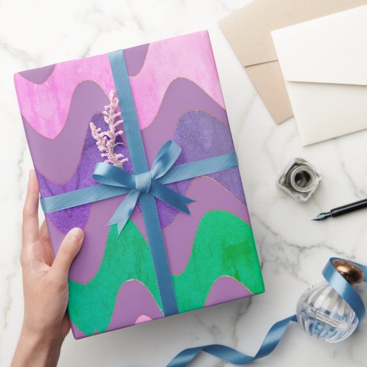 Golvende Lavendel Groen Kleurrijk Cadeaupapier (Geschenken)