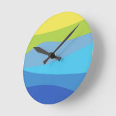 Golvende levendige kleurrijke ontwerp blauw groen ronde klok (Hoek)