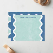 Golvende lijnen briefkaart - Blauw (Voorkant / Achterkant in situ)