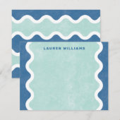 Golvende lijnen briefkaart - Blauw (Voorkant / Achterkant)