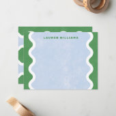 Golvende lijnen briefkaart - Groen (Voorkant / Achterkant in situ)