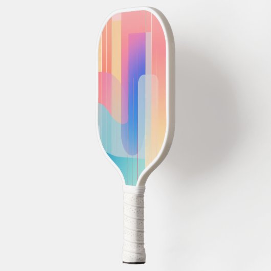 Golvende lijnen en vormen in pastels pickleball paddle (Links)