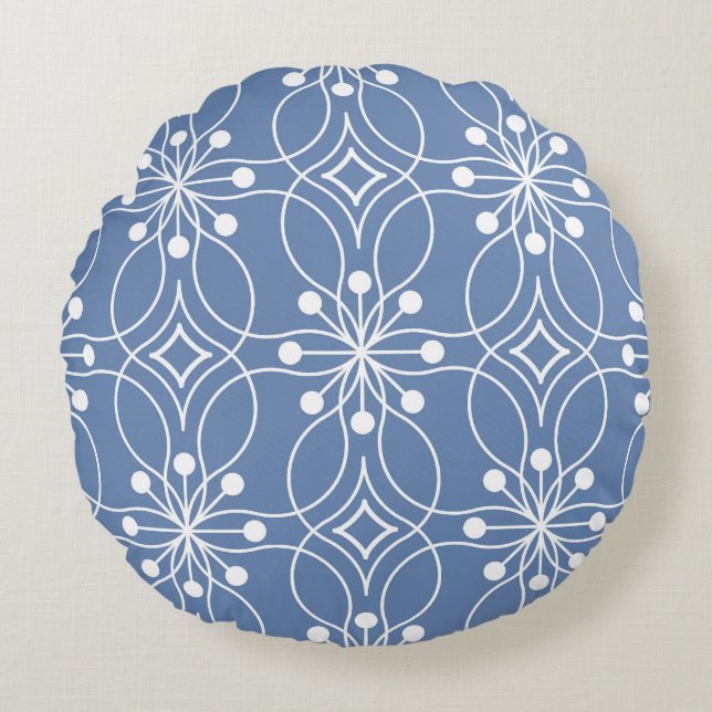 Golvende lijnen geometrisch  patroon rond kussen (Voorkant)