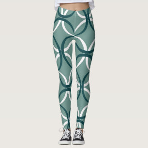 Golvende lijnen groen naadloos patroon leggings