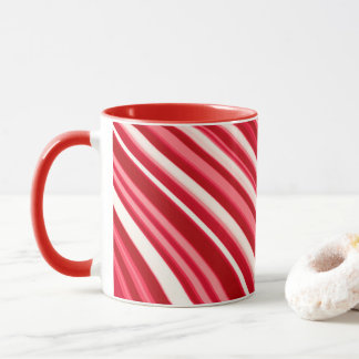 Golvende lijnen in rood en wit mok