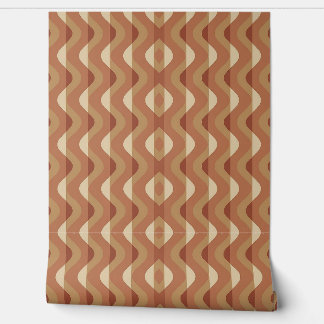 Golvende lijnen patroon in Boho kleuren Behang