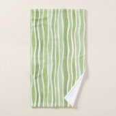 Golvende limoengroene crème strepen bad handdoek (Handdoek)
