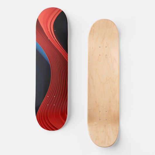 Golvende lineaire vormen in rood en blauw persoonlijk skateboard (Voorkant)
