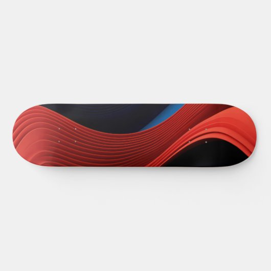 Golvende lineaire vormen in rood en blauw persoonlijk skateboard (Horizontaal)