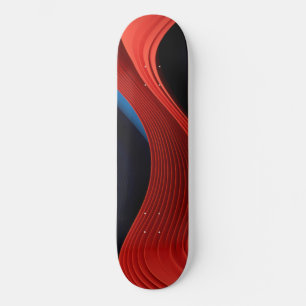 Golvende lineaire vormen in rood en blauw persoonlijk skateboard