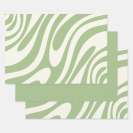 Golvende Lussen Retro Abstract Patroon in Lichte W Inpakpapier Vel