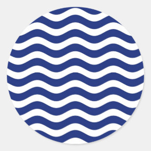 Golvende marine strepen decor ronde sticker