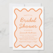 Golvende Modern Curvy Retro Peach Fuzz Vrijgezelle Kaart (Voorkant)