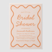 Golvende Modern Curvy Retro Peach Fuzz Vrijgezelle Vellum Uitnodigingen (Voorkant)