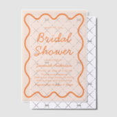 Golvende Modern Curvy Retro Peach Fuzz Vrijgezelle Vellum Uitnodigingen (Offset (Uitnodiging))