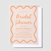 Golvende Modern Curvy Retro Peach Fuzz Vrijgezelle Vellum Uitnodigingen (Offset)