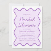 Golvende Modern Curvy Squiggle Paarse Vrijgezellen Kaart (Voorkant)