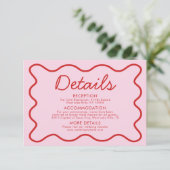 Golvende Moderne Curvy Retro Roze Rood Bruiloft De Kaart (Staand voorkant)