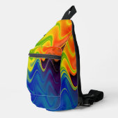 Golvende multikleur abstracte print gesneden naaiz sling bag (Rechterhoek)