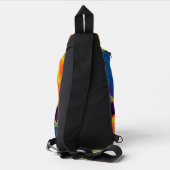 Golvende multikleur abstracte print gesneden naaiz sling bag (Achterkant)