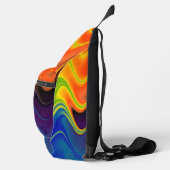Golvende multikleur abstracte print gesneden naaiz sling bag (Rechts)