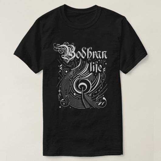 Golvende muziek Bodhran Life T-shirt (Design voorkant)