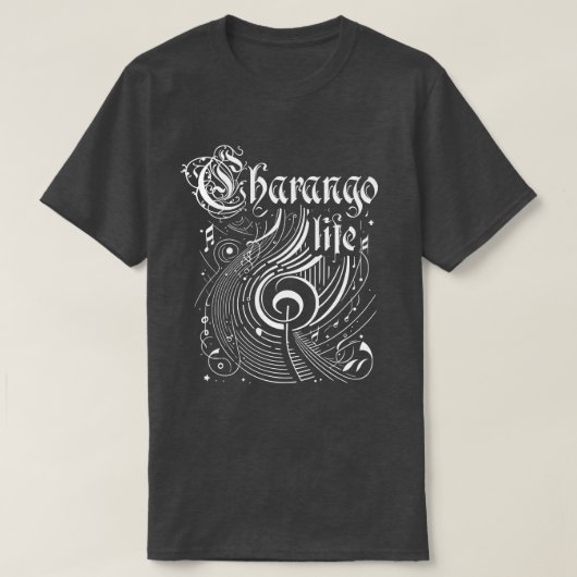 Golvende muziek Charango Leven T-shirt (Design voorkant)