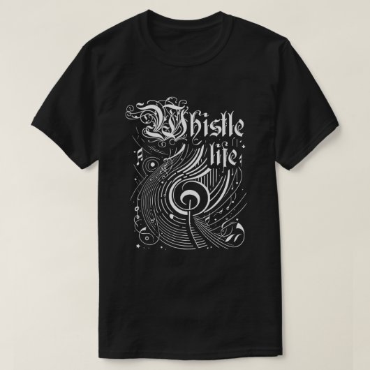 Golvende muziek fluit leven t-shirt (Design voorkant)