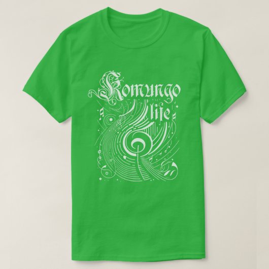 Golvende muziek Komungo Life T-shirt (Design voorkant)