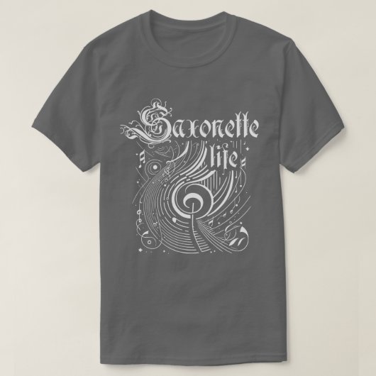 Golvende muziek saxonette leven t-shirt (Design voorkant)