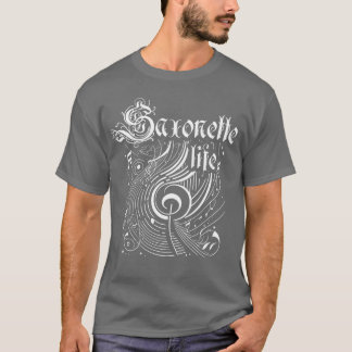 Golvende muziek saxonette leven t-shirt