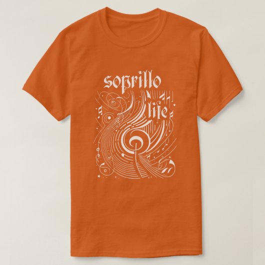 Golvende muziek soprillo leven t-shirt (Design voorkant)