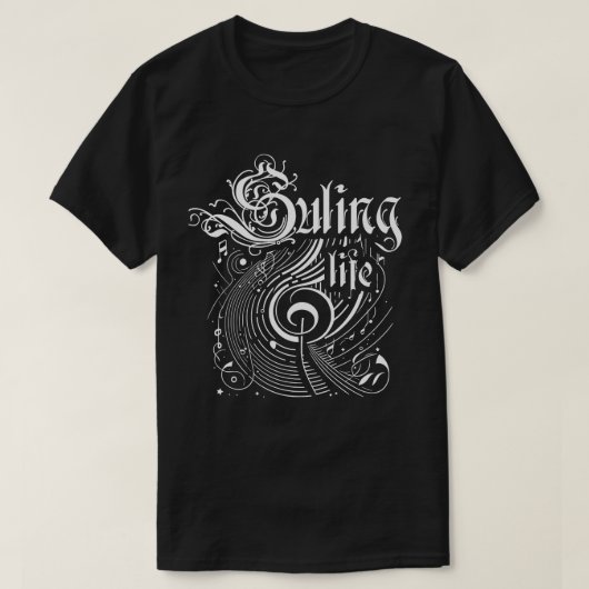 Golvende muziek Suling leven T-shirt (Design voorkant)