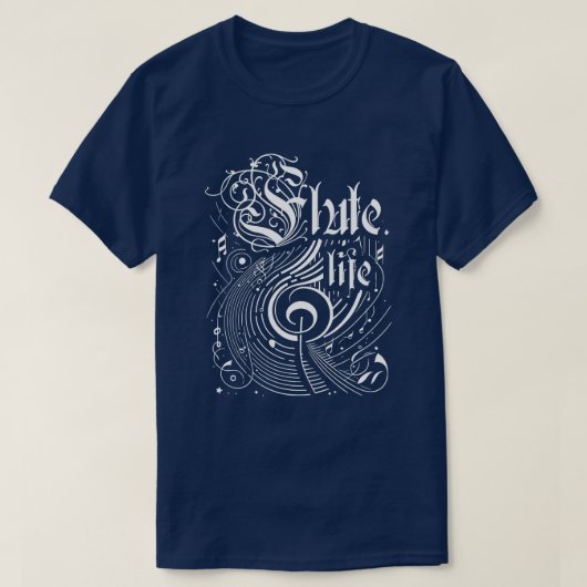 Golvende muziekfluit leven t-shirt (Design voorkant)