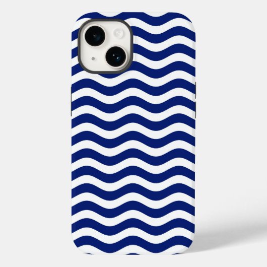Golvende Navy Stripes Graphic Case-Mate iPhone Case (Achterkant)