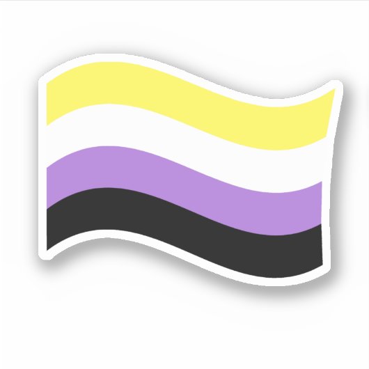 Golvende Non-binaire Vlagsticker Sticker (Voorkant)