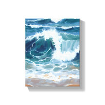 Golvende Oceaan golven | Kust Blauw Aquarel