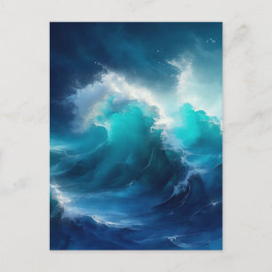Golvende Oceaan Golven Turbulent Blauw Turkoois Briefkaart