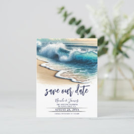 Golvende Oceaangolven Kust Save the Date Foto Kaart