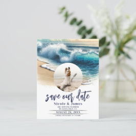 Golvende Oceaangolven Kust Save the Date Foto Kaart
